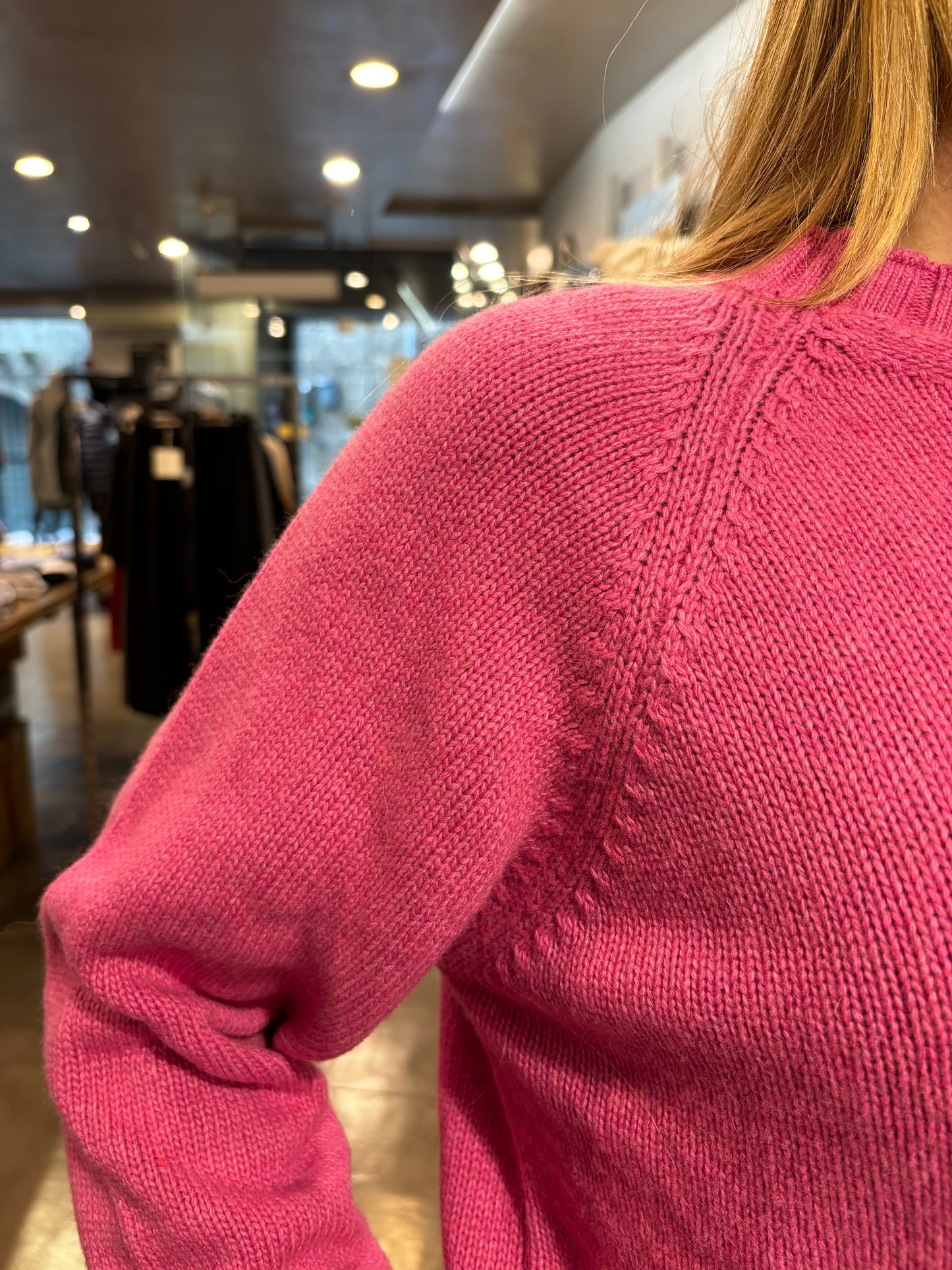 Maglione liscio misto cashmere rosa Barbie