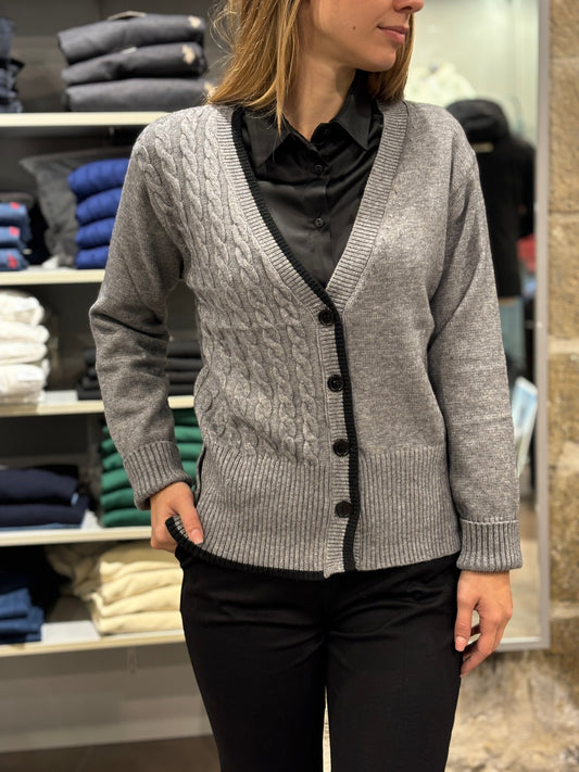 Cardigan doppia lavorazione grigio