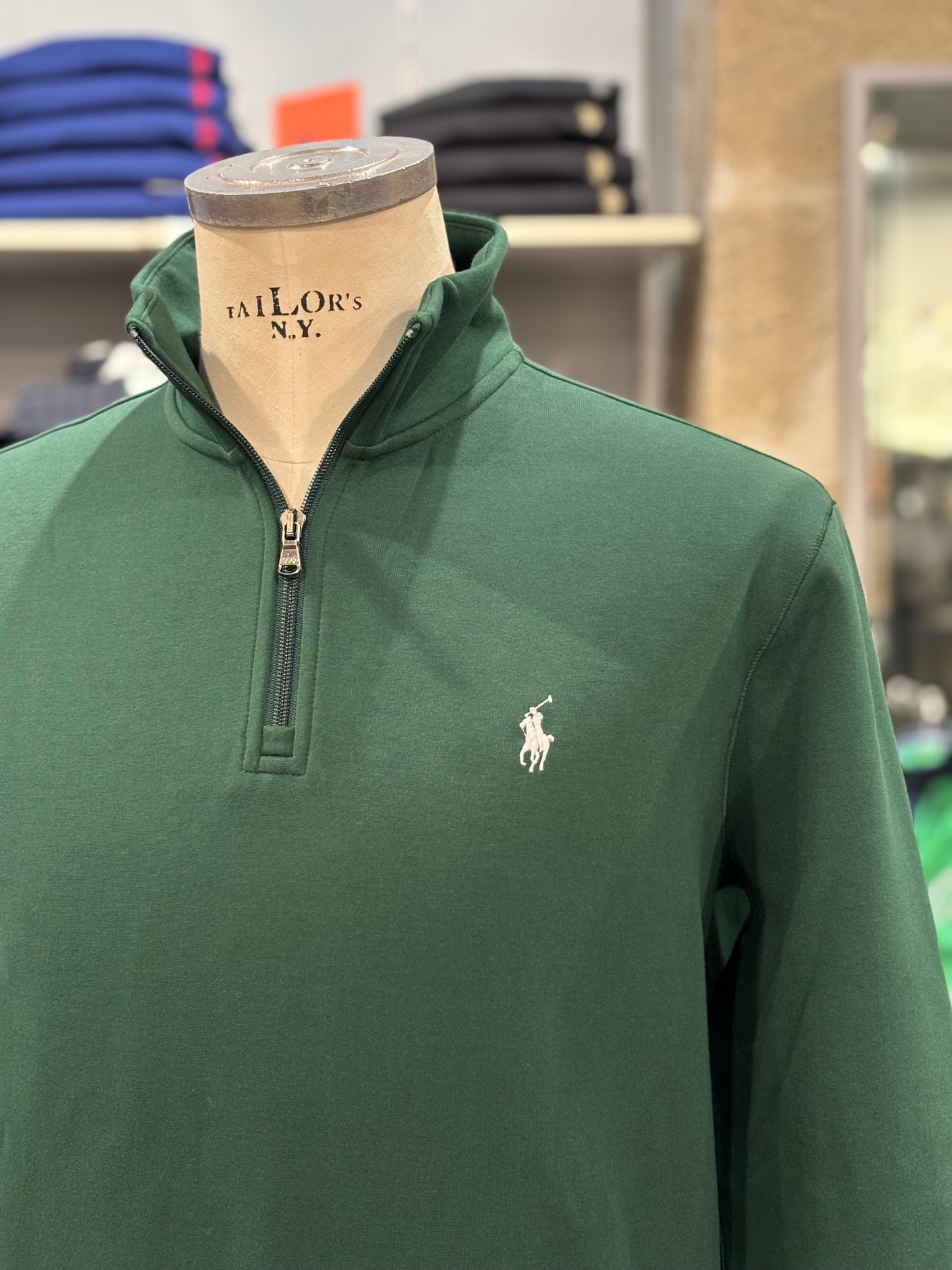 Felpa mezza zip Ralph Lauren verde