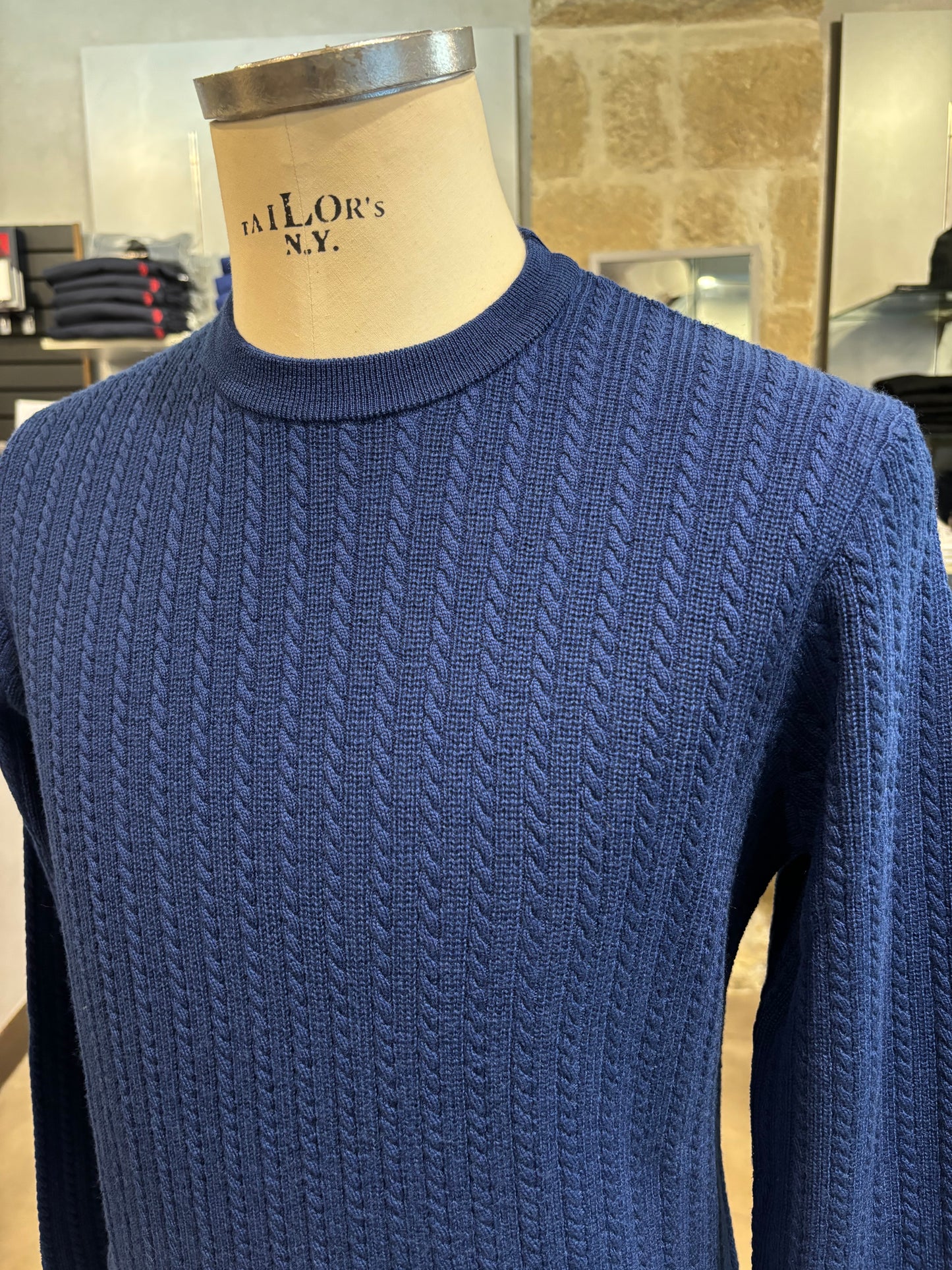 Maglione MASQ microtreccia blu elettrico