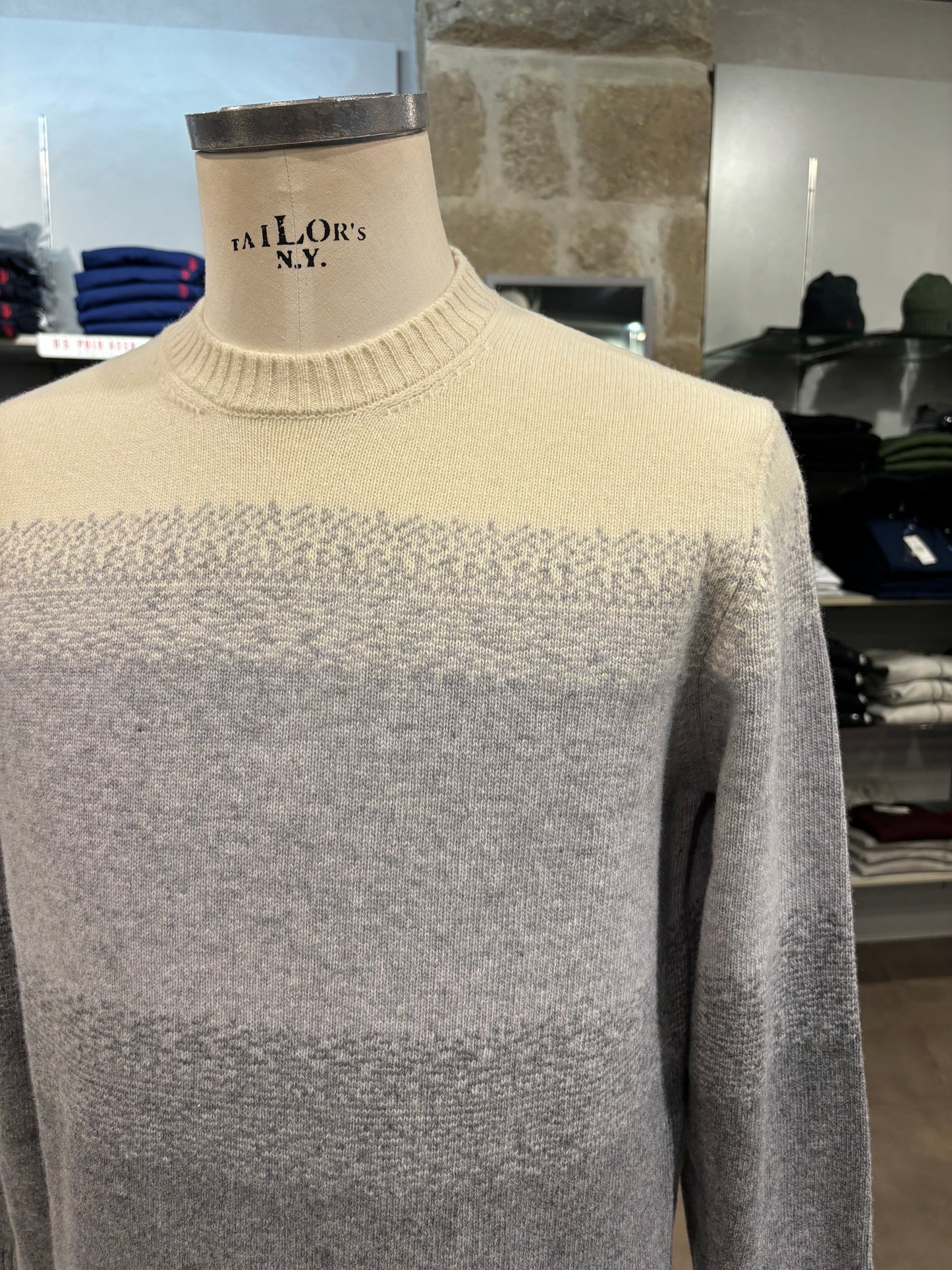 Maglione MASQ panna e grigio