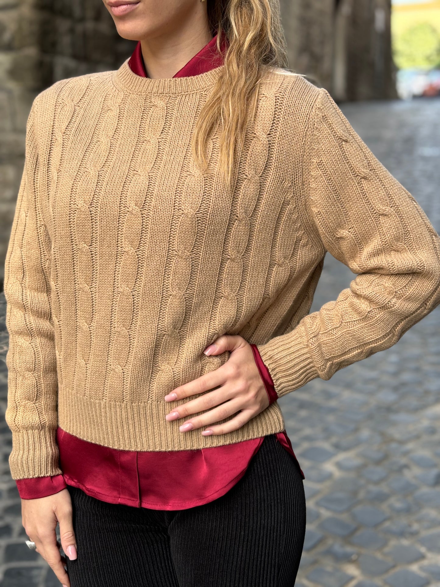 Maglione armony misto cashmere camel