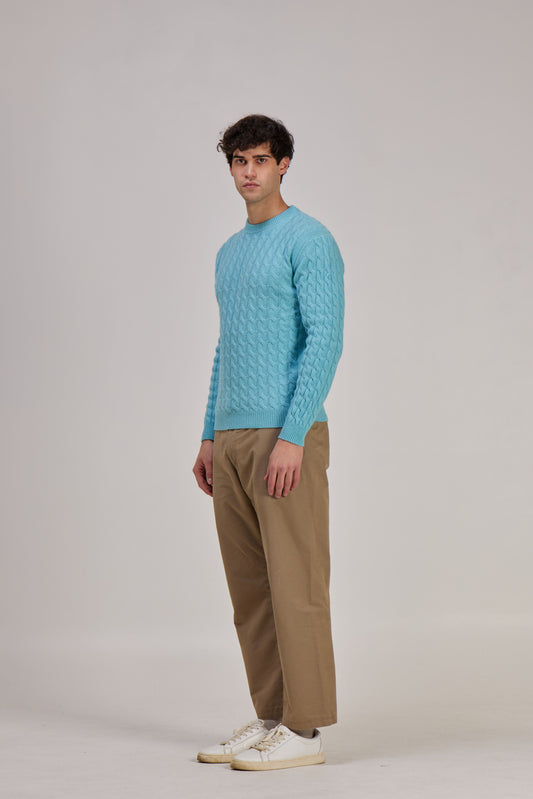 Maglione a treccia Wool&co turchese