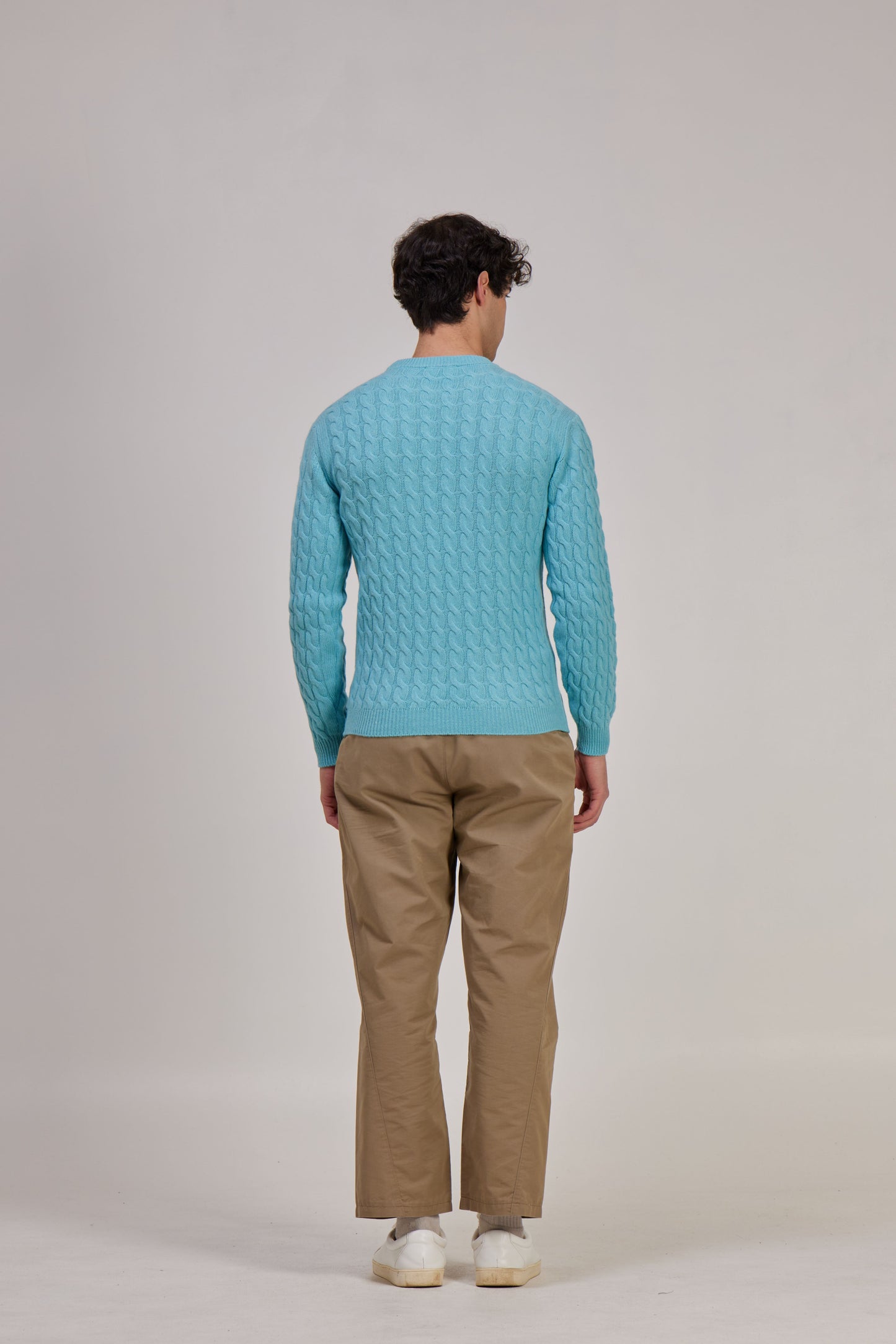 Maglione a treccia Wool&co turchese