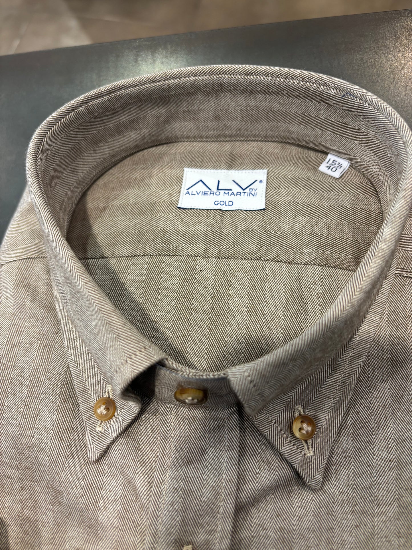 Camicia spigata beige