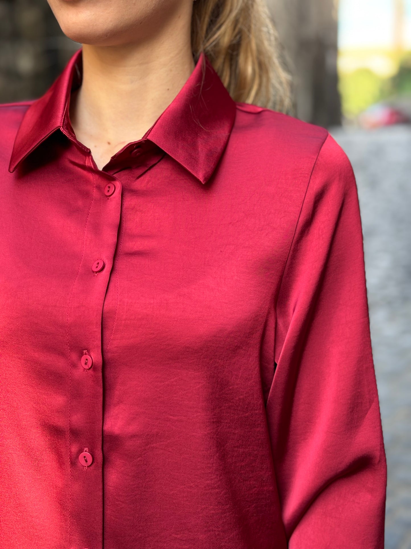 Camicia raso bordeaux