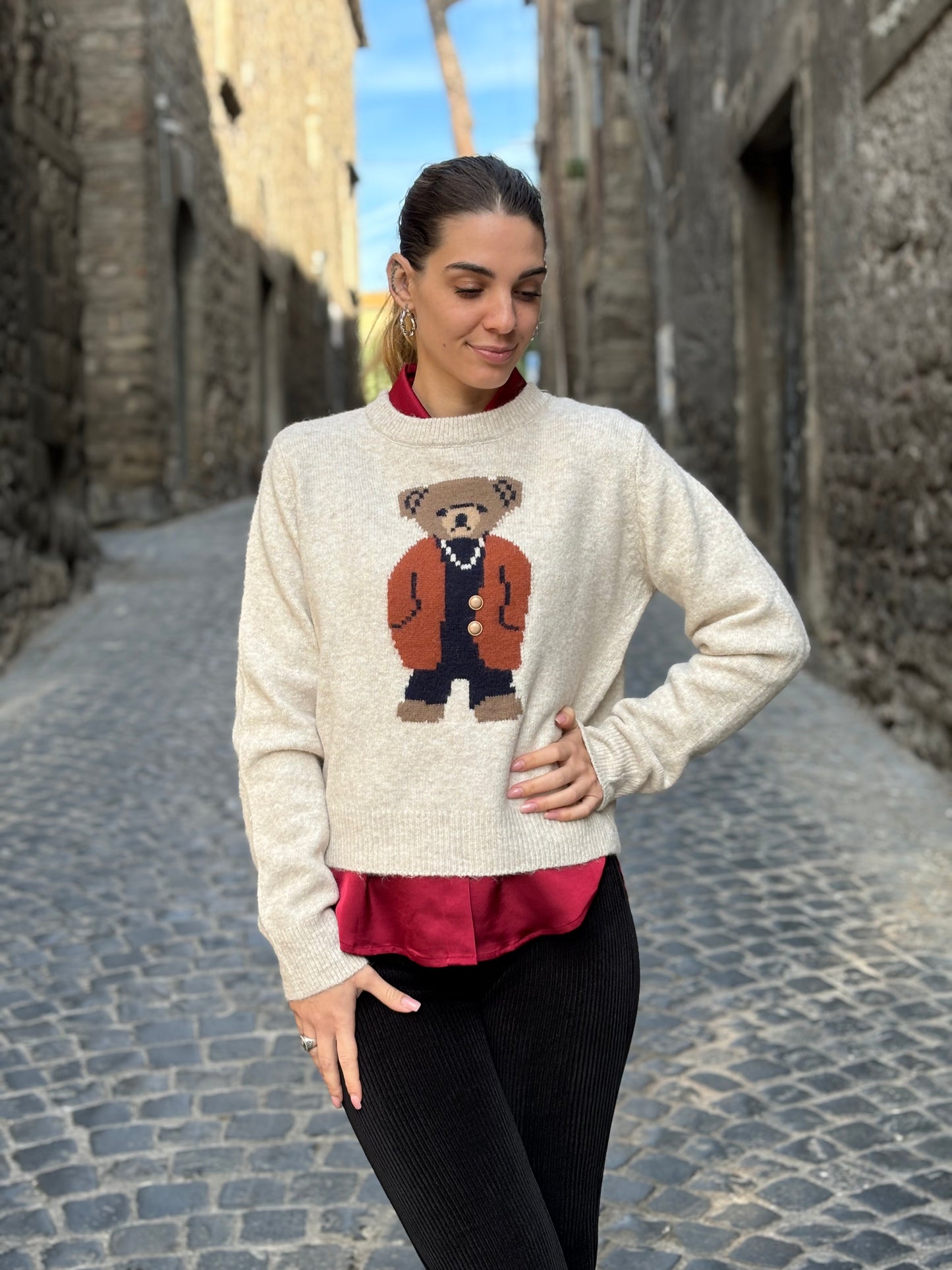 Maglione Teddy panna