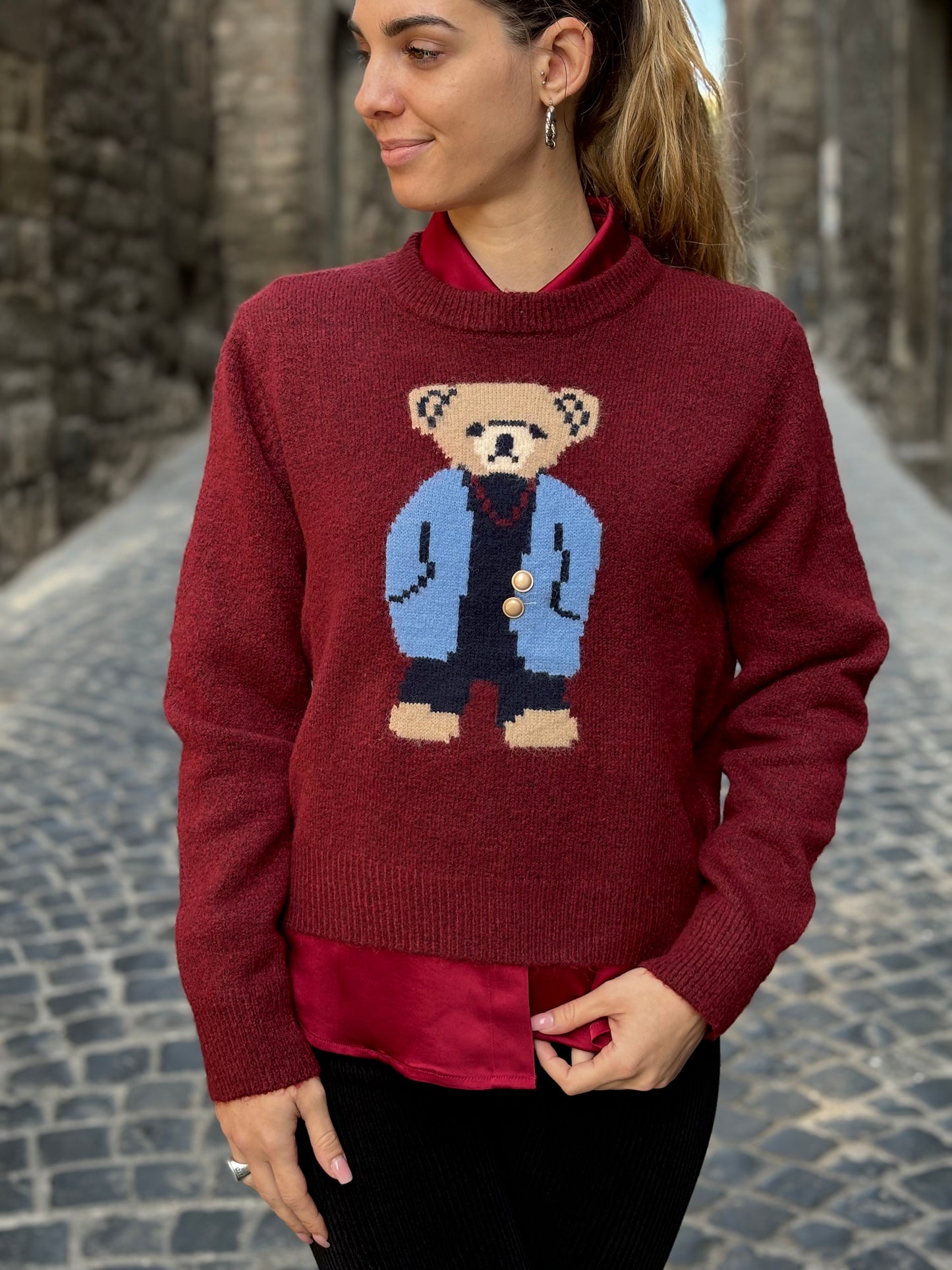 Maglione Teddy bordeaux