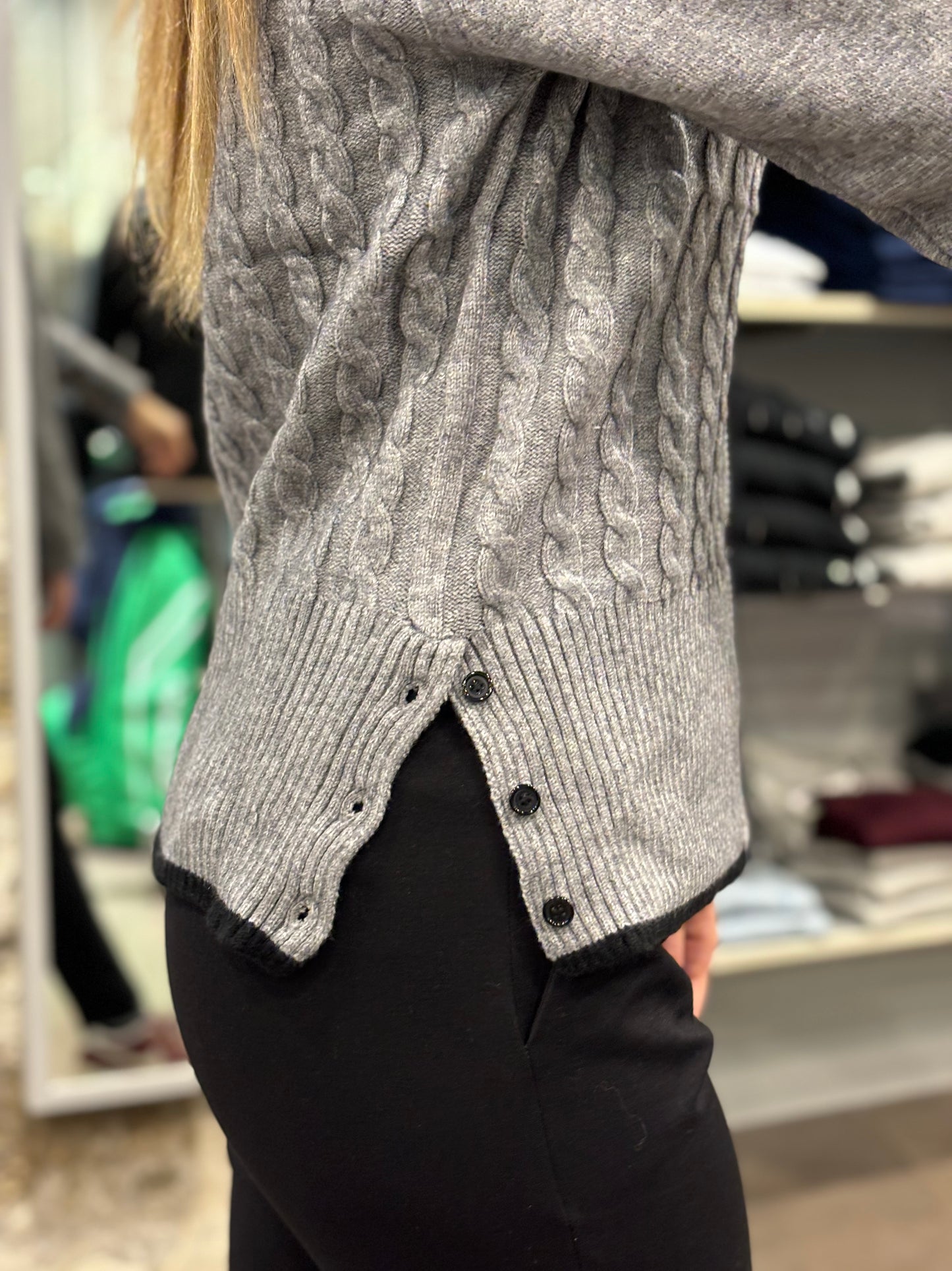 Cardigan doppia lavorazione grigio