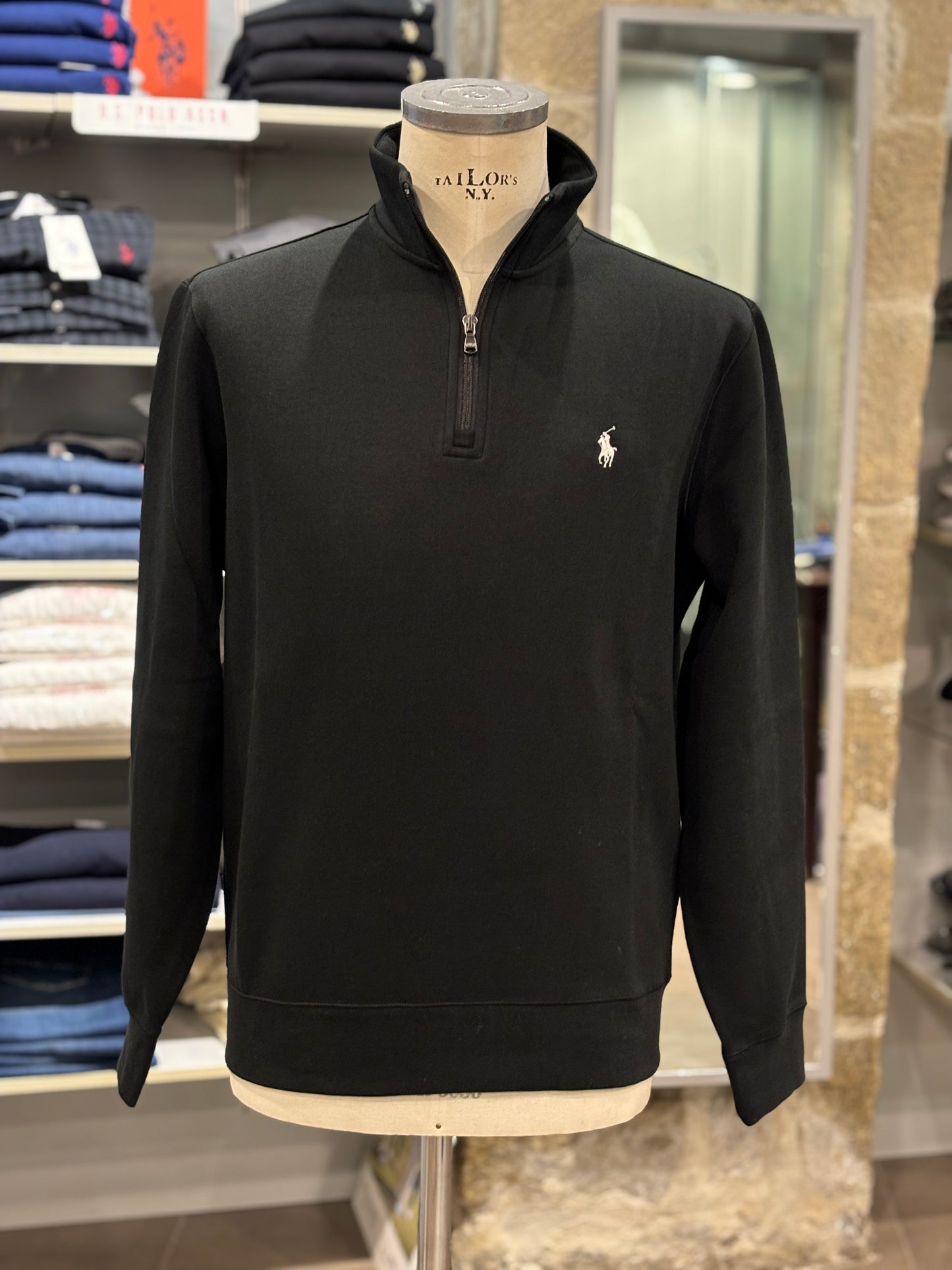 Felpa mezza zip Ralph Lauren nera