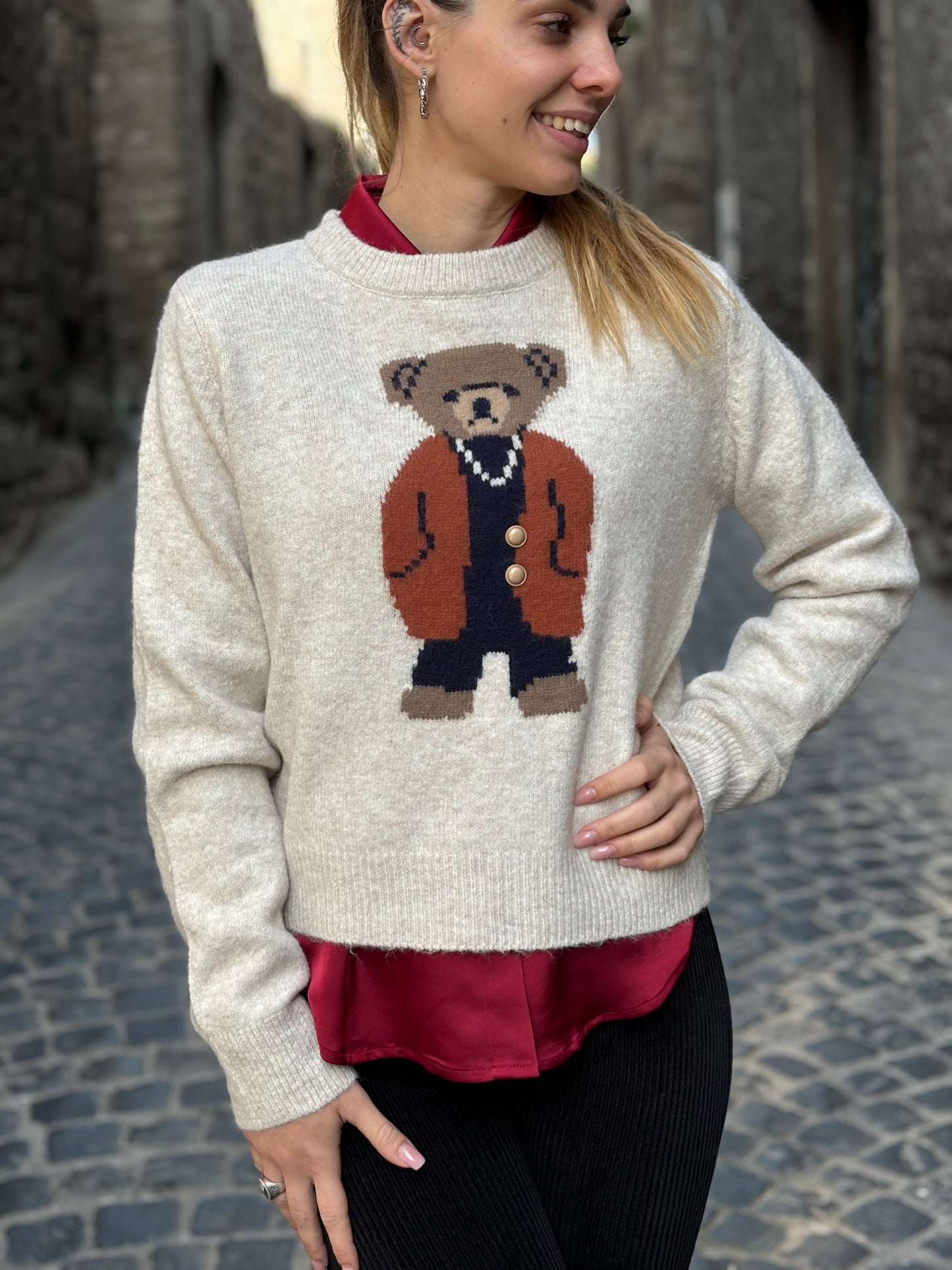 Maglione Teddy panna