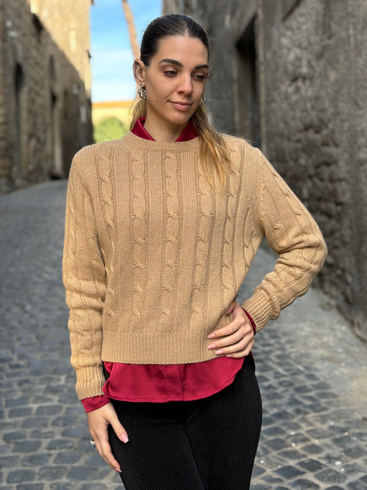 Maglione armony misto cashmere camel