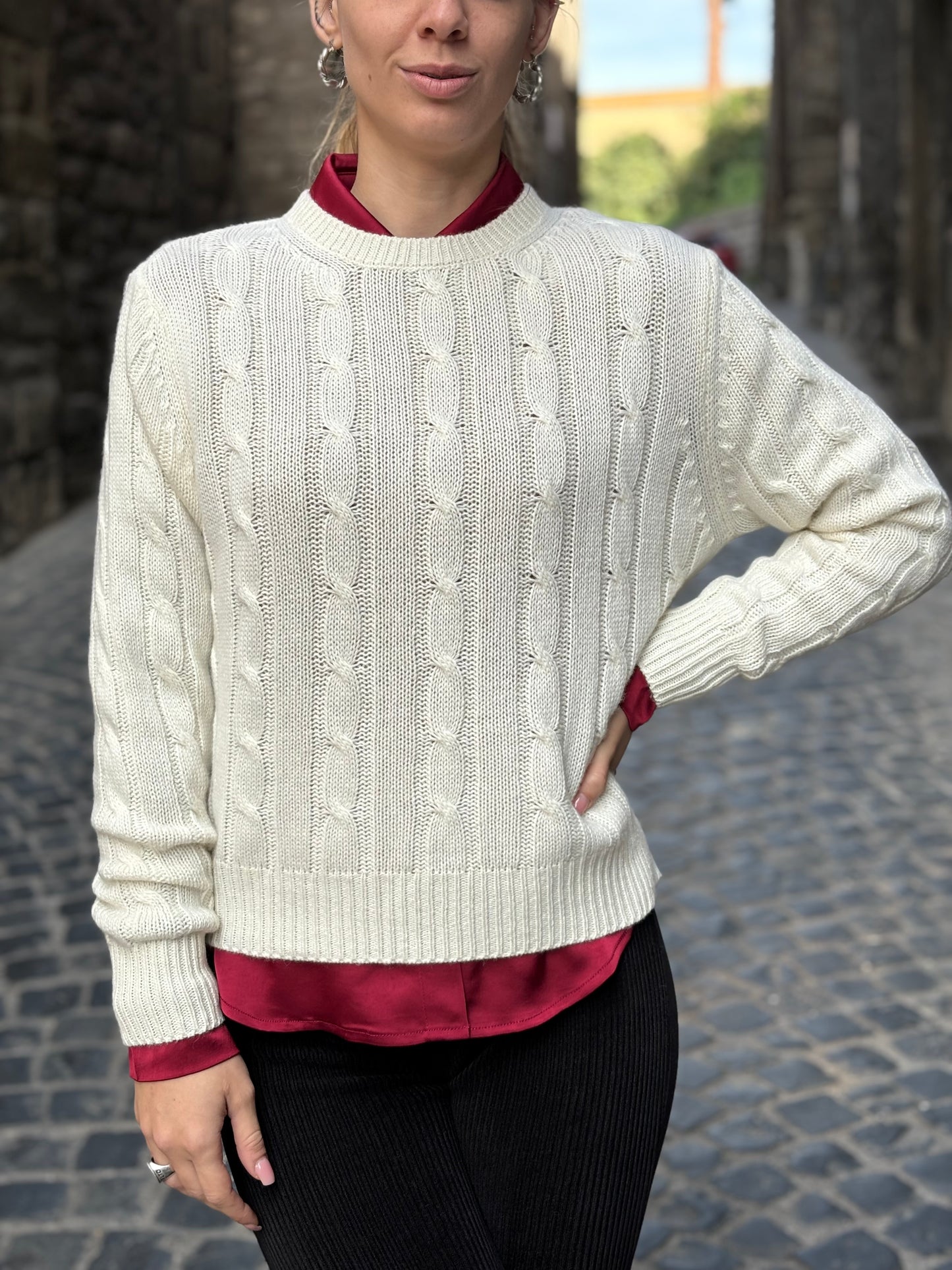 Maglione armony misto cashmere panna