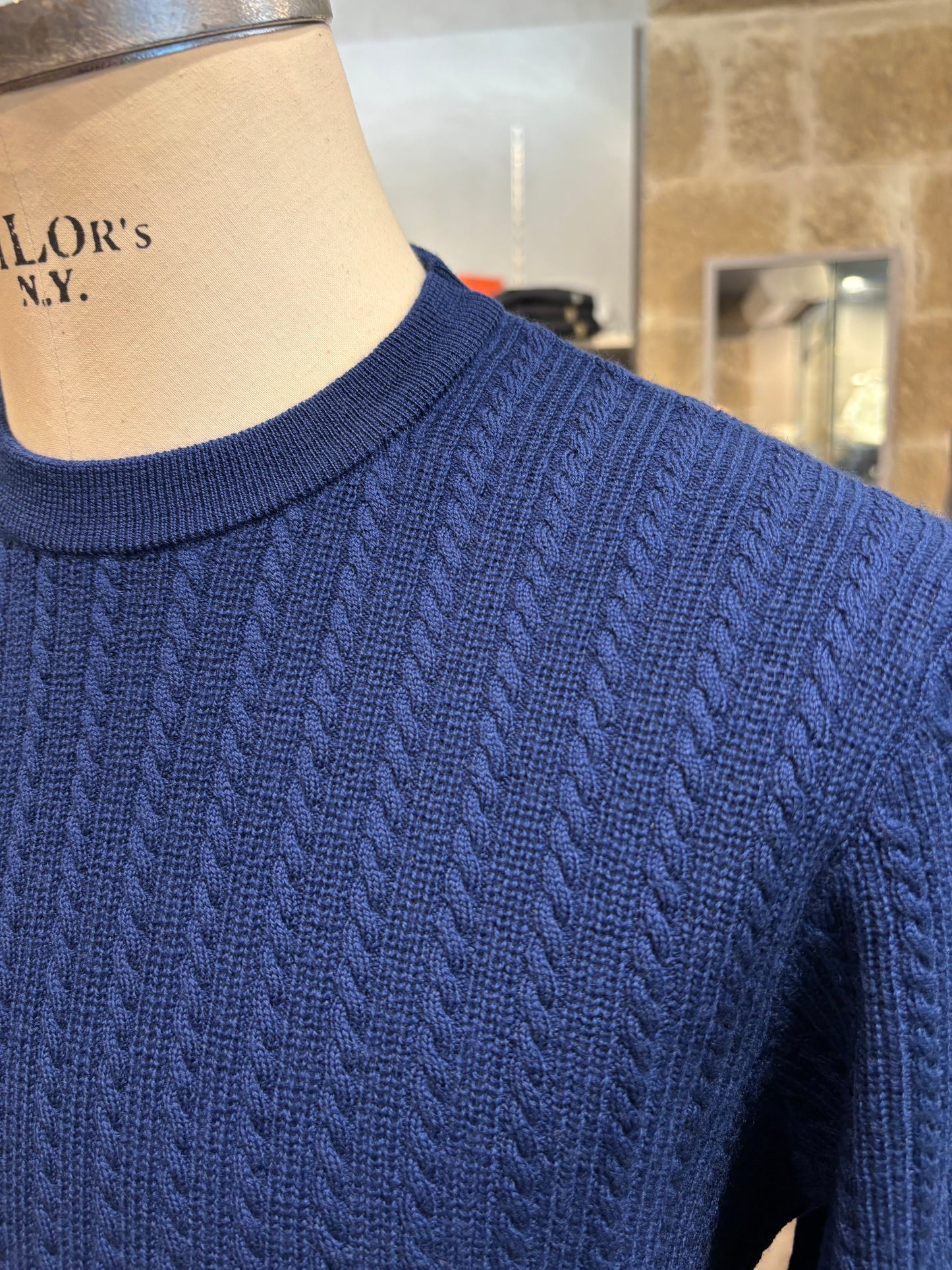 Maglione MASQ microtreccia blu elettrico