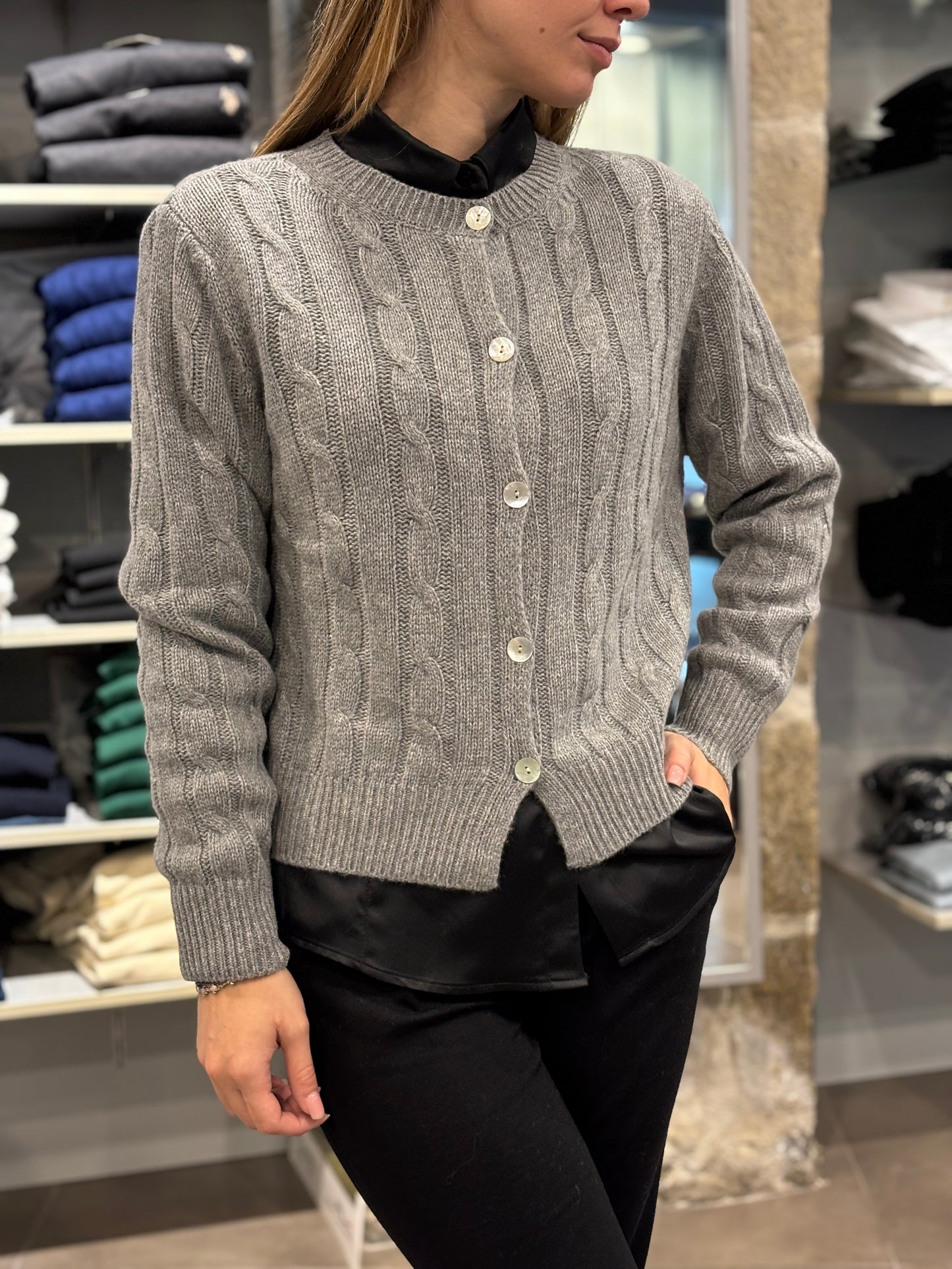 Cardigan Jack misto cashmere grigio