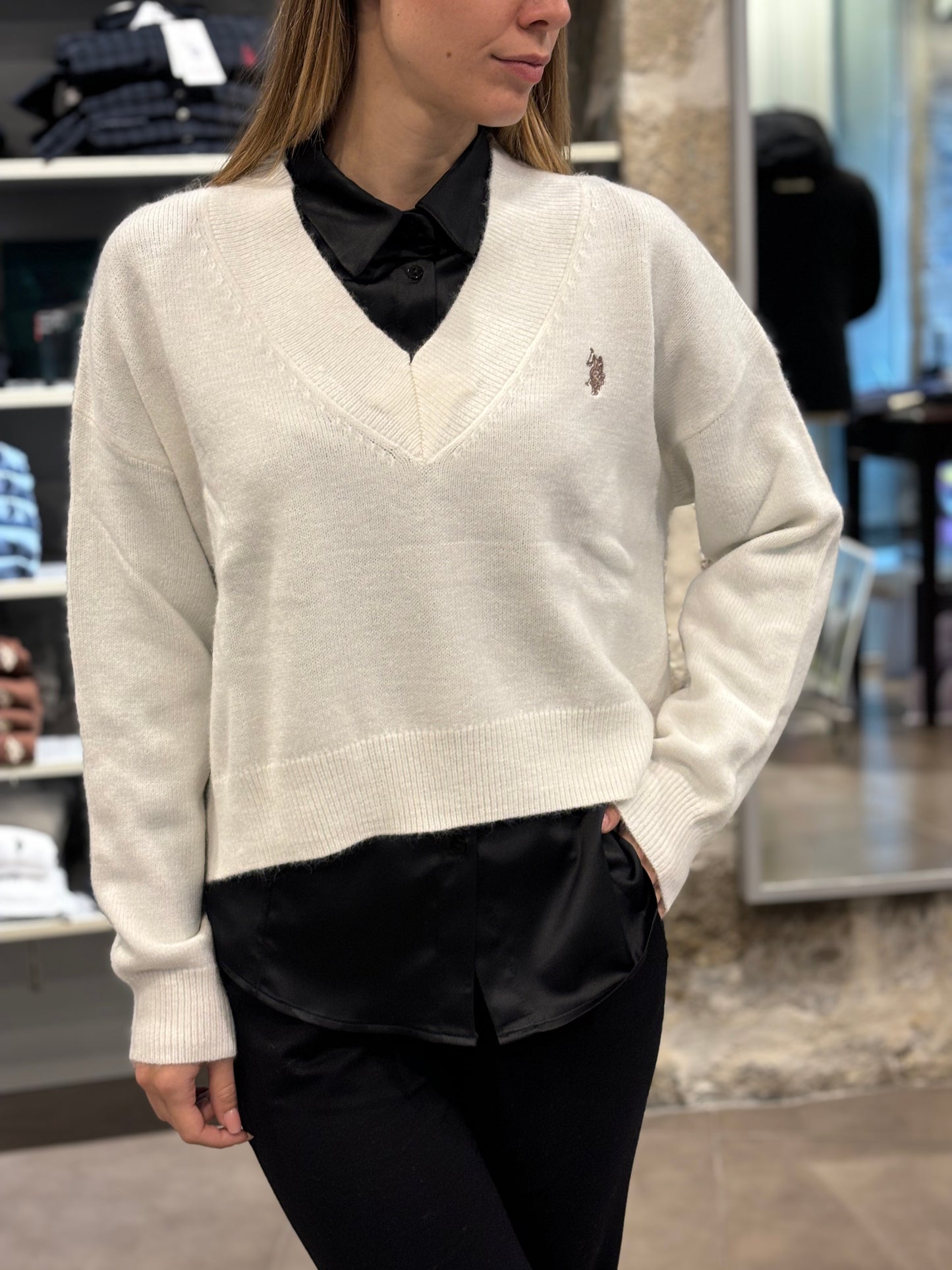 Maglione V Us Polo bianco