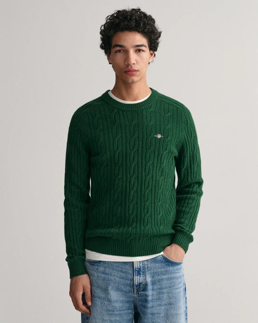 MAGLIONE TRECCIA VERDE FORESTA